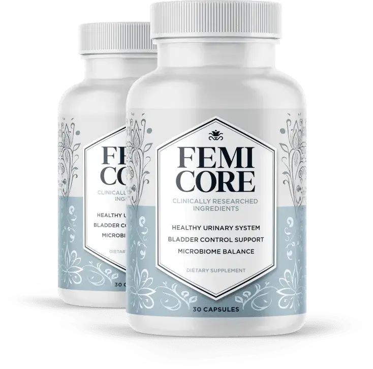 FemiCore package containing two bottles