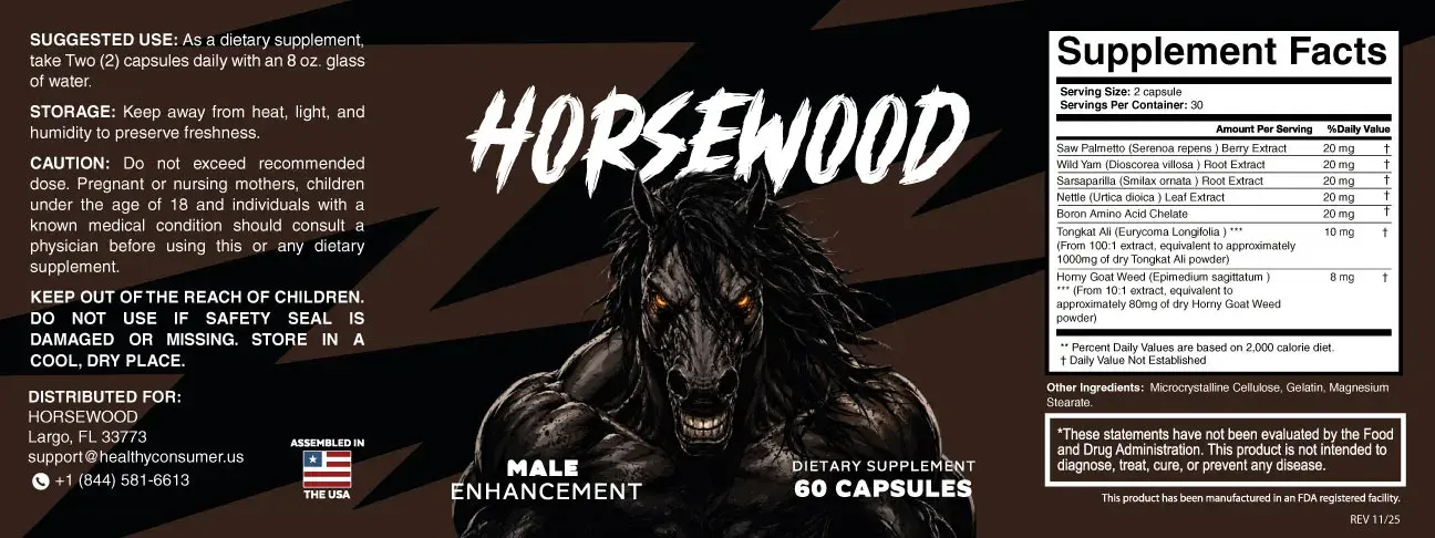 Horsewood full supplement facts and ingredient label